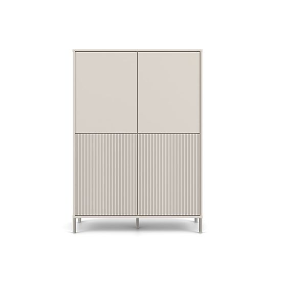Vetrina KAMARO 4DK SLIM/LISCIO CASHMERE 4 Porte Lamelle Rigate + Frontale Classico