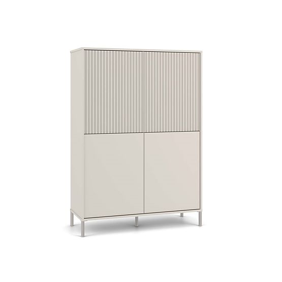 Vetrina KAMARO 4DK SLIM/LISCIO CASHMERE 4 Porte Lamelle Rigate + Frontale Classico