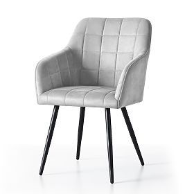 4x Sedia imbottita con cuciture quadrate Grigia LUXANO Gambe nere