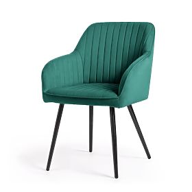 4x Sedia imbottita in velluto con cuciture Verde Bottiglia FLORENCE Gambe nere