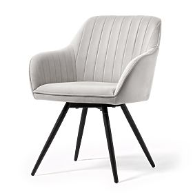 6x Sedia girevole in velluto con cuciture Grigio TURNO Gambe nere