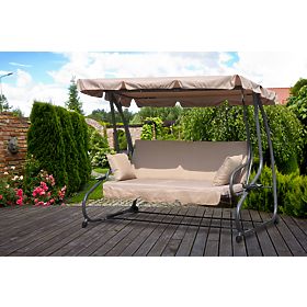 Altalena da giardino pieghevole 2 in 1 con cuscini beige