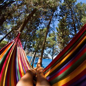 Amaca singola con barra 40cm 400257 Rossa, Bluegarden