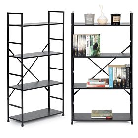 Ampio scaffale in legno a 4 ripiani moderno LOFT nero
