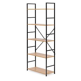 Ampio scaffale moderno in legno LOFT con 5 ripiani