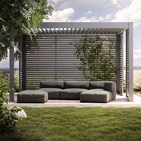 Angolo modulare per divano da giardino Vacuum con rivestimento, grigio
