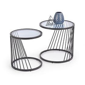 ANTILLA set di 2 tavolini nero / fumé (1p=1pz), Halmar