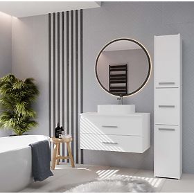 ARMADIETTO DA BAGNO SOSPESO NEL 80 BIANCO CON 2 CASSETTI SOTTO IL LAVABO