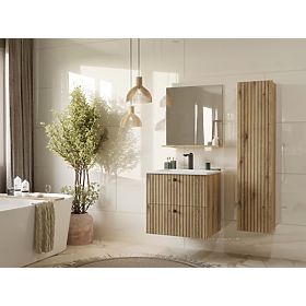 ARMADIETTO SOTTO LAVABO TIGO 60 2S ROVERE EVOKE PANNELLO FRONTALE SCANALATO + LAVABO