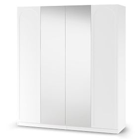 Armadio a quattro ante Neroli, arco/specchio, bianco, lectus