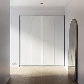 Armadio a quattro ante Neroli, pannello ad arco, bianco, lectus