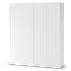 Armadio a quattro ante Neroli, scanalature ad arco, bianco, lectus