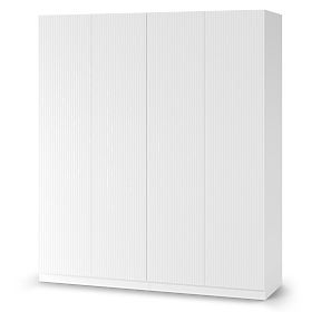 Armadio a quattro ante Neroli, scanalature semplici, bianco, lectus