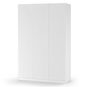 Armadio a tre ante Neroli, scanalature ad arco, bianco