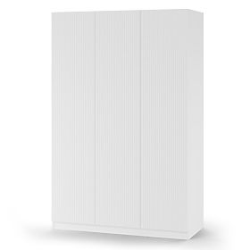 Armadio a tre ante Neroli, scanalature semplici, bianco