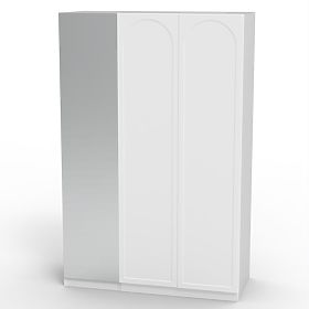 Armadio a tre ante Neroli, specchio/pannello ad arco, bianco