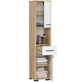 ARMADIO DA BAGNO A COLONNA FIN 2D 1SZ 1W 140cm PK ARTISAN / BIANCO