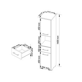 ARMADIO DA BAGNO COLONNA FIN 2D 1SZ 1W 140cm PK CAPPUCCINO LUCIDO