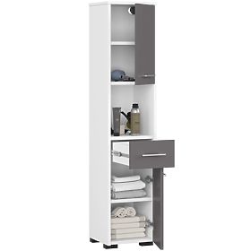ARMADIO DA BAGNO FIN COLONNA 30 2D 1SZ 1W 140cm PK BIANCO / GRIGIO