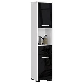 ARMADIO DA BAGNO FIN COLONNA 30 2D 1SZ 1W 140cm PK NERO LUCIDO