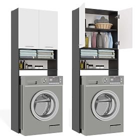 Armadio da Bagno sopra Lavatrice POLA DK ANTRACITE BIANCO Colonna Scaffale 180X64X30