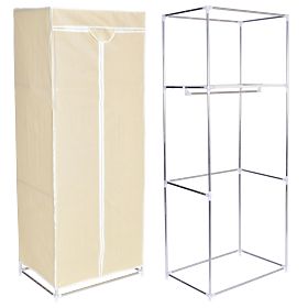 Armadio in tessuto con ripiano Fela - beige