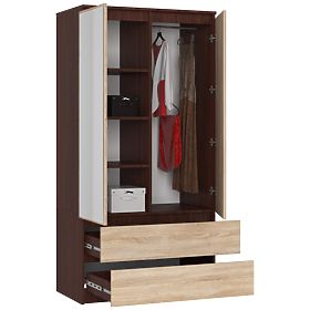 ARMADIO S 90 cm 2 PORTE 2 CASSETTI 2 SPECCHI PK WENGE / SONOMA