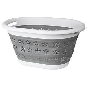 Bacinella ovale pieghevole 50 x 37 cm bianco-grigio OVAL COMPACT 25L