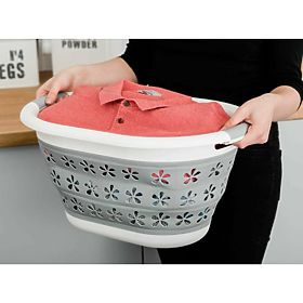 Bacinella ovale pieghevole 50 x 37 cm bianco-grigio OVAL COMPACT 25L