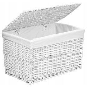 Baule in vimini 65L 56x34x34 cm bianco
