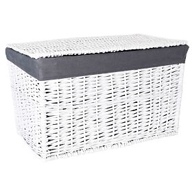 Baule in vimini 76x46x46 cm - 160L - bianco-grigio