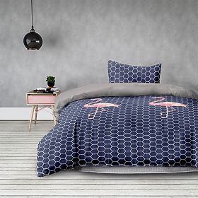 Biancheria da letto BASIC - AMELIAHOME colore blu scuro con stampa motivo animale stile moderno 155x