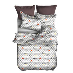 Biancheria da letto BASIC grigia con motivo geometrico 155x220_80x80*1 DecoKing