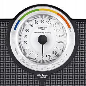 Bilancia da bagno analogica meccanica classica fino a 180 kg nera WEBBER BMI, WEBBER