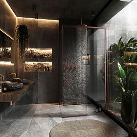 Box doccia SOLAR Rame Spazzolato 90x90, Rea