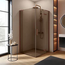 Cabina doccia REA Hugo 90x80 Rame spazzolato, Rea