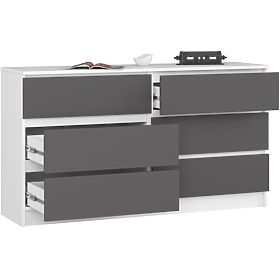 Cassettiera K 140 cm 6 cassetti PK bianco-grafite grigio