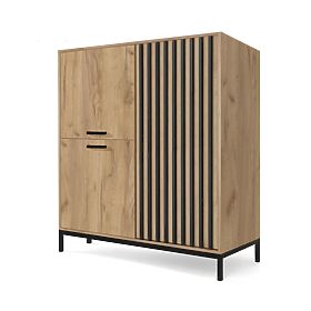 Cassettiera LAMINO KM-2 rovere craft/nero, gambe: nere