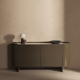 Cassettiera ovale Nari, verde/grigia, spiek, lucida