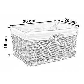 Cesto di vimini 30x20x15 cm - bianco-grigio