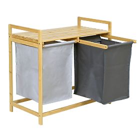 Cesto in bambù per biancheria o giocattoli HANOI 2 scomparti DUO COLORE