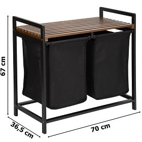 Cesto per biancheria in bambù HANOI BLACK NERO