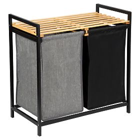 cesto per biancheria o giocattoli in bambù HANOI BLACK 2 scomparti DUO COLORE