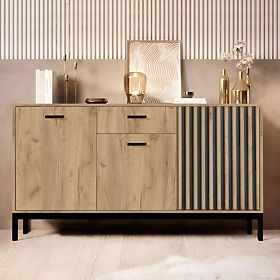 Comò LAMINO KM-1 rovere craft/nero, gambe: nero