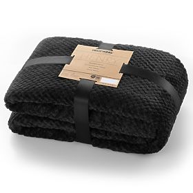 Coperta HENRY nera con motivo jacquard stile moderno 220x240