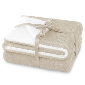 Coperta SHLEEPY colore beige con motivo jacquard stile classico 220x240