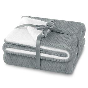 Coperta SHLEEPY colore grigio con motivo jacquard stile classico 220x240