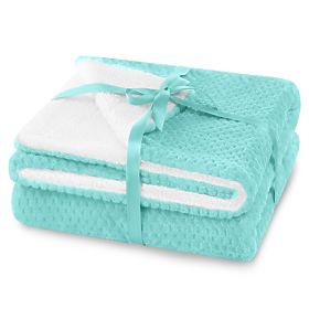 Coperta SHLEEPY turchese con motivo jacquard stile classico 220x240
