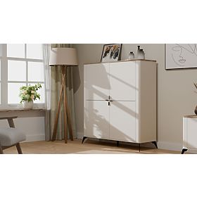 Credenza CORDOBA 4D Cashmere Beige Rovere Castello Armadietto 4 Porte 8 Ripiani Soggiorno