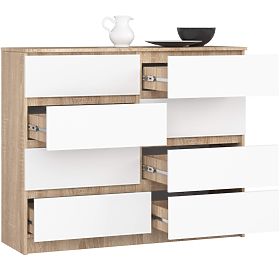 CREDENZA K 120 cm 8 CASSETTI PK SONOMA / BIANCO